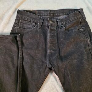 Levi's 501 Mens Black Button Fly Straight Leg Jeans W34 L32